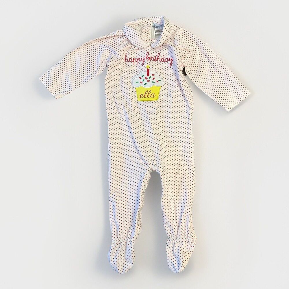 Birmingham Bubbles Size 2 Ella Embroidered Birthday Footie One Piece